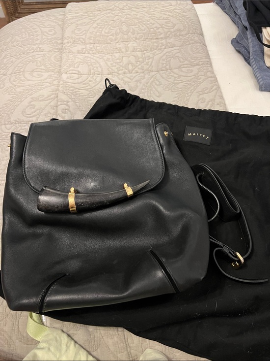 Maiyet Handbags - Maiyet Black Leather Backpack with Horn Accent